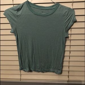 Blue and white striped t-shirt